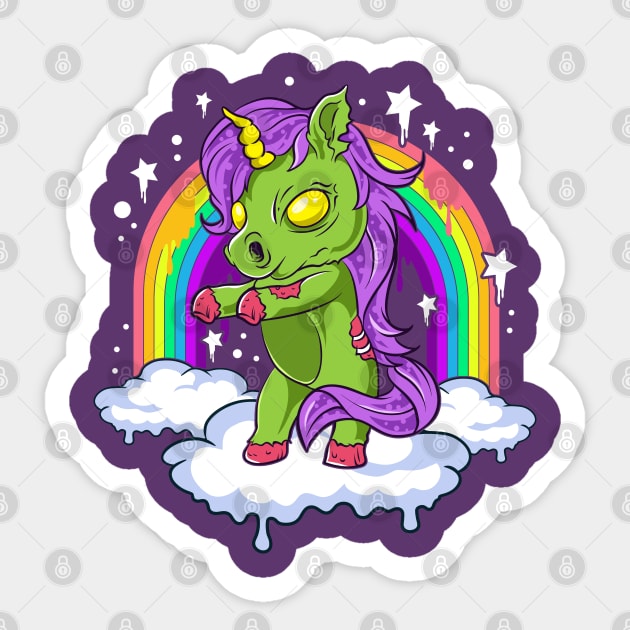 Zombie Unicorn Halloween Horror Funny Cute Sticker by E